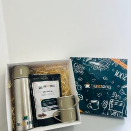 Kit 03 ( Garrafa termica, café 250g, palhas, caixa personalizada)