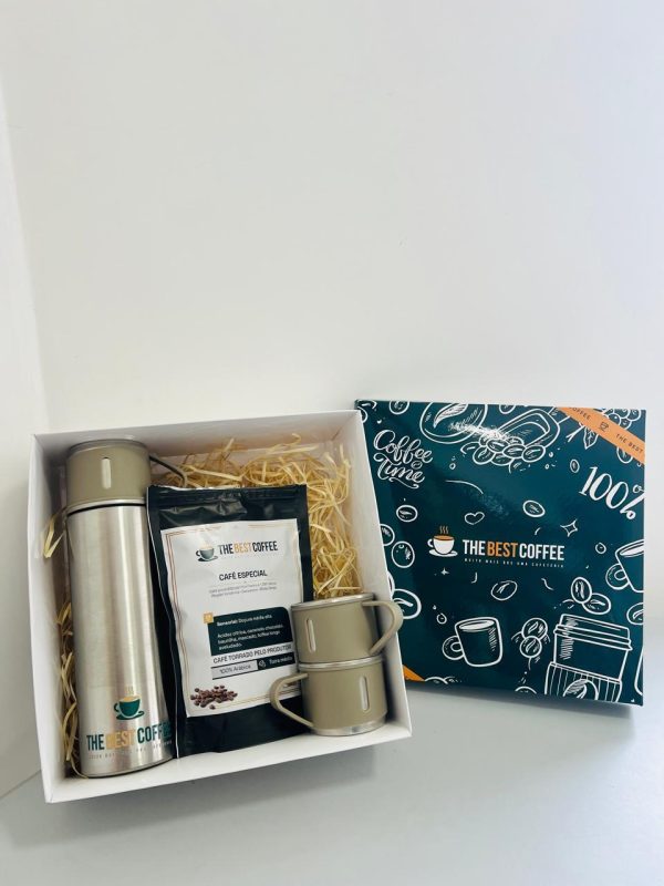 Kit 03 ( Garrafa termica, café 250g, palhas, caixa personalizada)