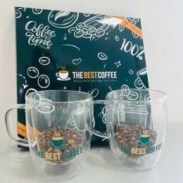 Kit 05 ( 2un caneca dois fundos, café 250g, palhas, caixa personalizada)